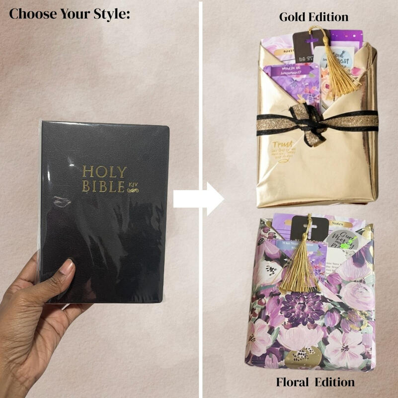 Both gold and floral wrapped KJV Bible